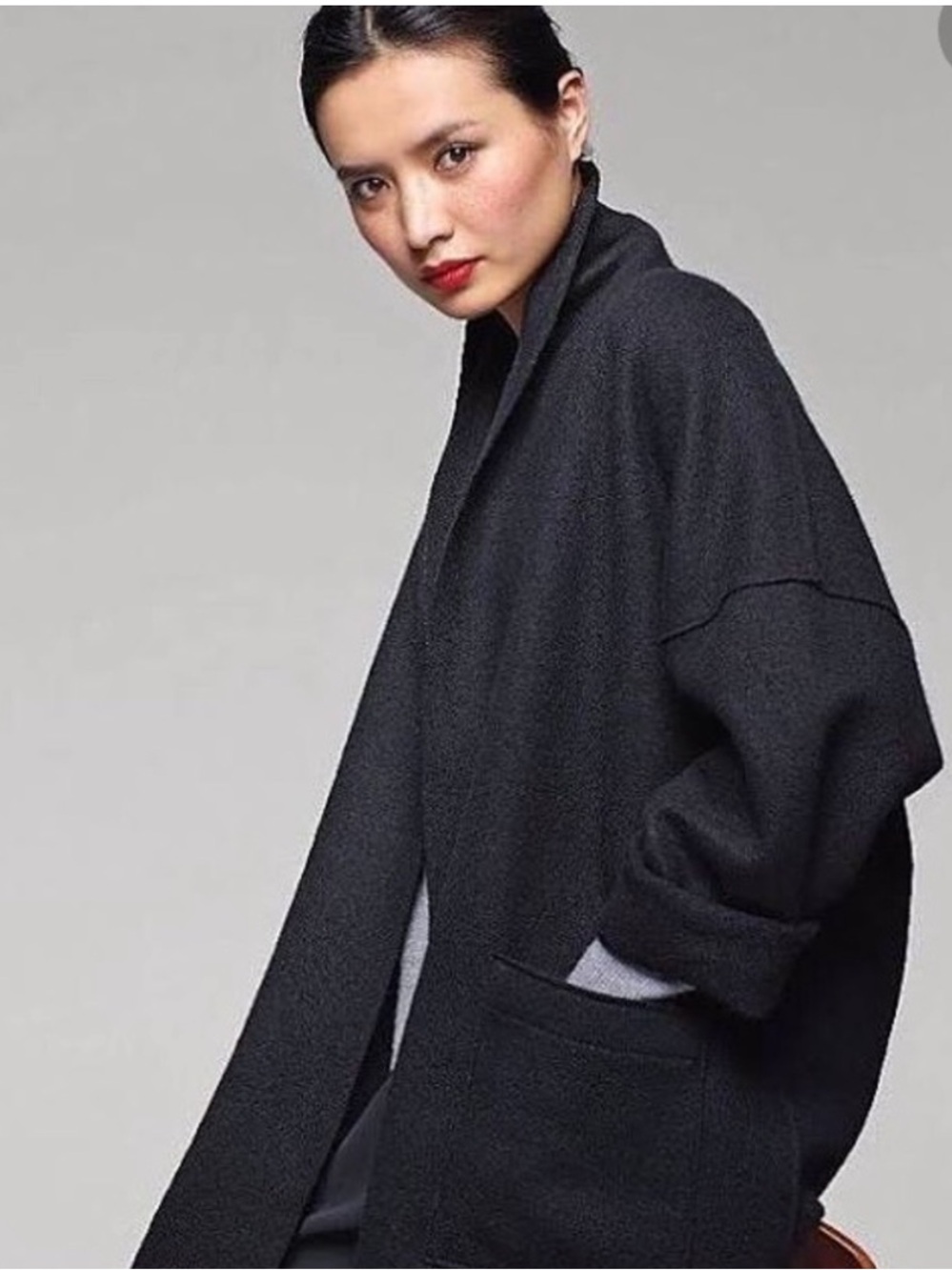 Eileen Fisher Wool Oversized Cardigan Coat Sz M